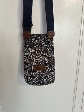 Fatface Navy Leaf Print Crossbody Phone Bag